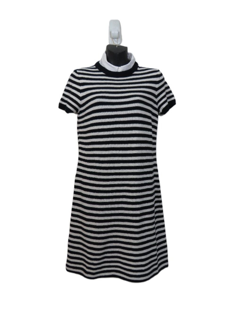 Comptoir des Cotonniers size Small Striped T Shirt Dress Short Sleeve Collar NEW